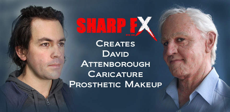 special makeup effects studio creates old age prosthetic makeup Caricature of David Attenborough